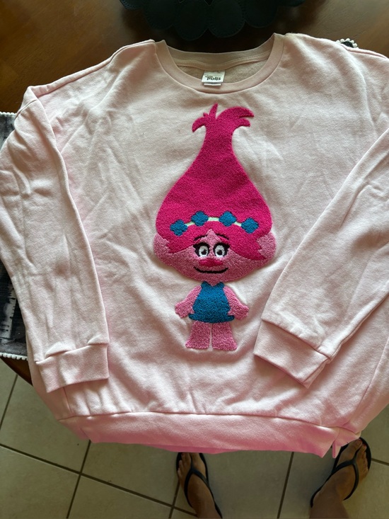 Dreamworks Sweaters - Pink Queen Poppy Troll Character Crewneck Sweatshirt